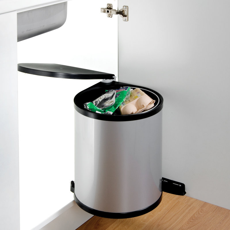 Wesco Stainless Steel 13 Litre Swing Top Pull Out/Under Counter Rubbish